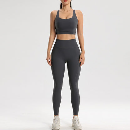 Damen Sport- und Fitness-Set Yoga und Laufen Zweiteiliges Set BH Unterwäsche Schnelltrocknende Base Pants