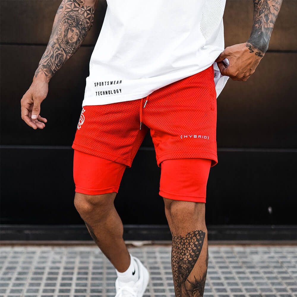 2-in-1-Trainingsshorts für Herren – Basketball-, Lauf- und Fitness-Caprihosen