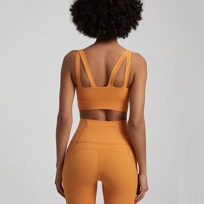 Nude Cross-Back Sports Br. Atmungsaktives Yoga- und Fitness-Top für Damen